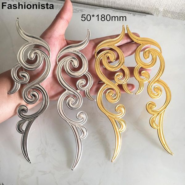 

polish 6 pairs large scroll ornament 50*180mm metal stamping flowers goldcolor silvercolor decorative materials for crafts, Blue