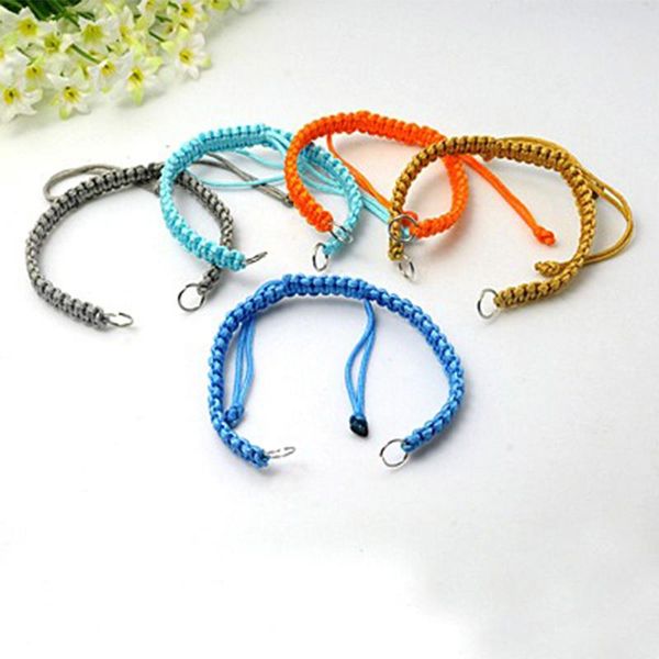

polish 50pcs nylon diy bracelet makings with brass rings for beading braided bracelet jewelry making cyan 175x7.5mm, Blue