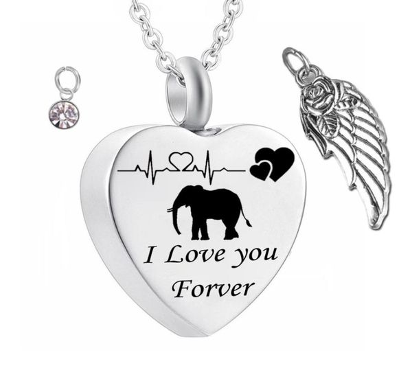 

cremation jewelry for ashes elephant shape memorial heart pendant made birthstone crystal keepsake necklace for women4655768, Silver