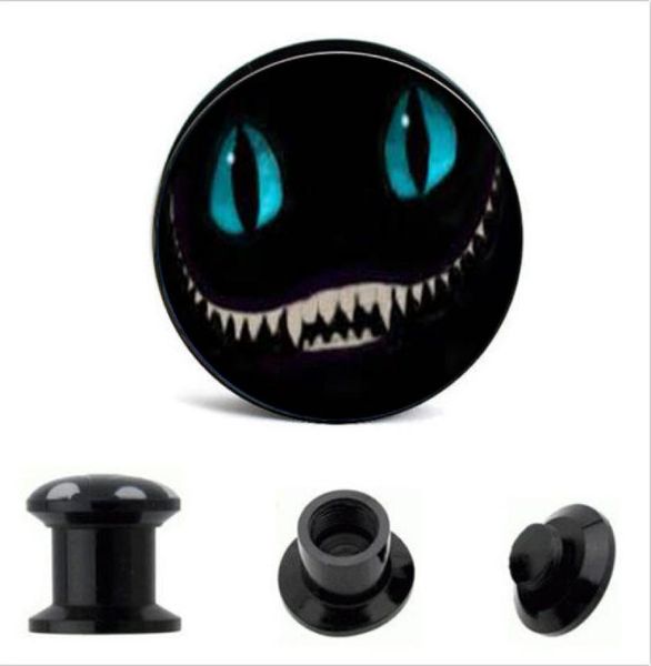

acrylic cheshire cat logo ear gauge plug and tunnel ear stretcher expander 4mm16mm screw fit plug piercing6554784, Silver