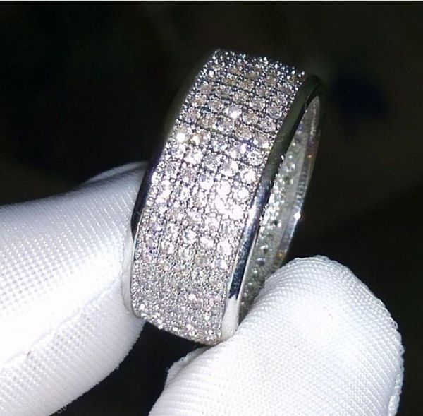 

rings jewelry diamonique simulated diamond white full z 10kt white gold filled women wedding band ring2516269, Golden;silver