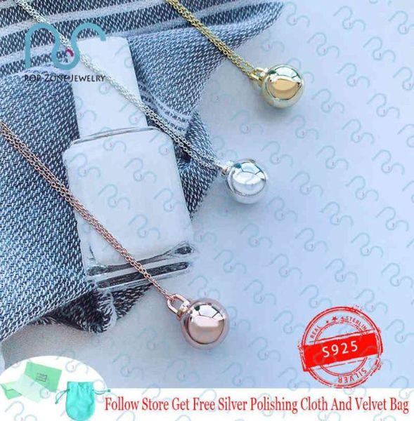 

925 sterling silver for women t hardwear spherical decorative ball pendant necklace luxury brand original jewelry gift8557716, Golden;silver
