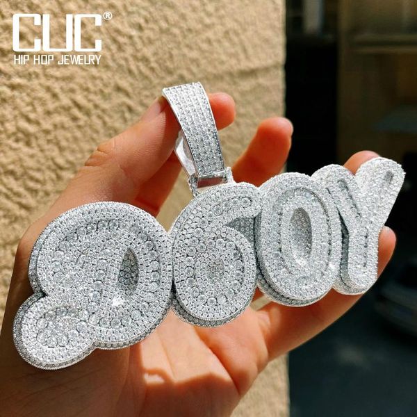

necklaces custom cursive letter name pendant solid cubic zirconia hip hop necklace chain for men customized number rock rapper jewelry, Silver