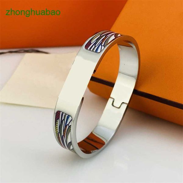 

hemres designer bracelet designer jewelry enamel color bangles h bracelet female silver letter buckle men and women width version of the bra, Black