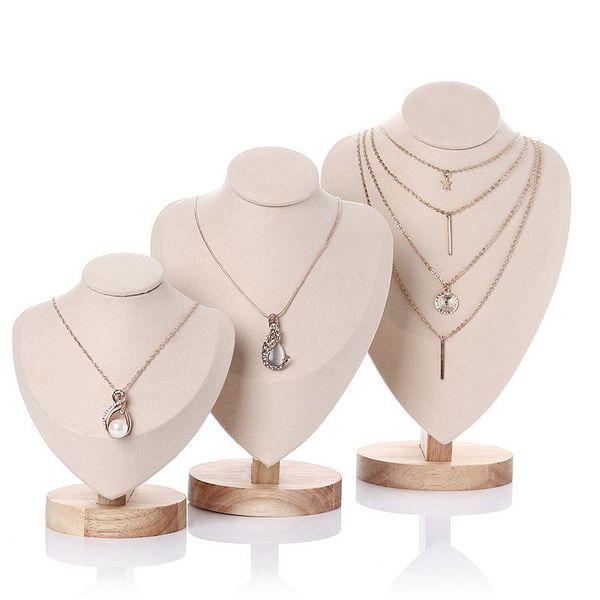 

boxes model bust show exhibitor velvet jewelry display necklace pendants mannequin jewelry stand organizer 3 colors, Black;white