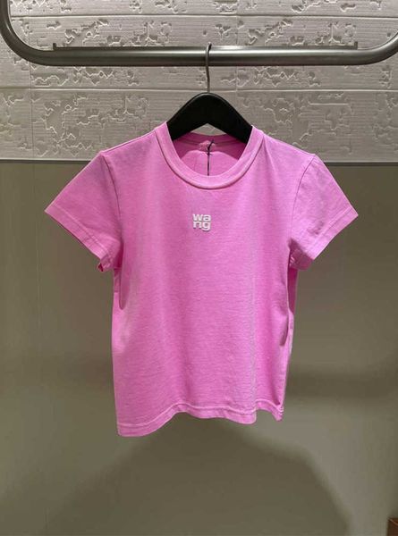 

aw king 2023 spring designer summer new women's cotton foam letter printing wang old short-sleeved t-shirt new high end 44ess, White