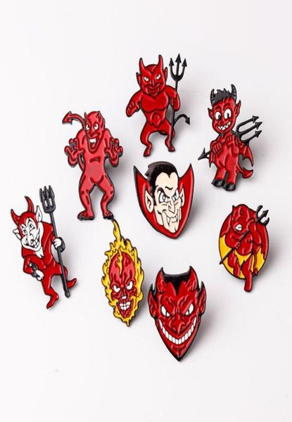 

gothic threatening cartoon little devil demon vampire weird halloween trick pin badge brooch2832498, Gray