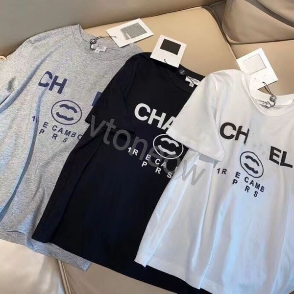 

summer casual tshirt designer clothes women channel t shirts short sleeve white black color round neck letter print crop tee female casual s