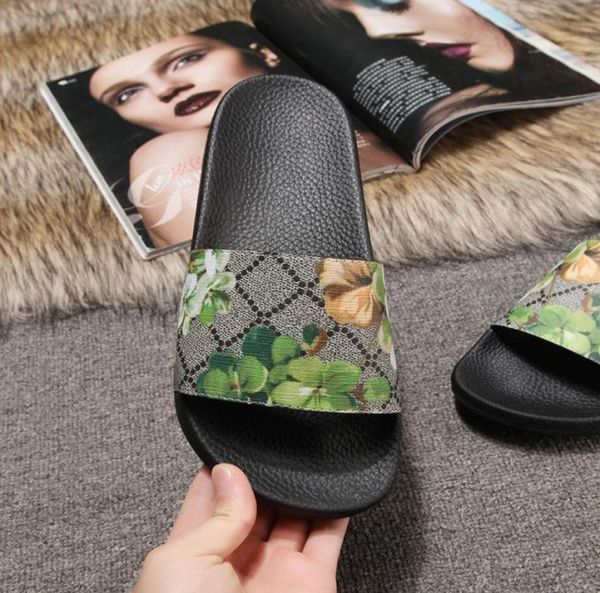

2020 new sandals sandales floral brocade mens fashion slippers red white gear bottoms flip flops womens slides casual flats slippe7179401, Black