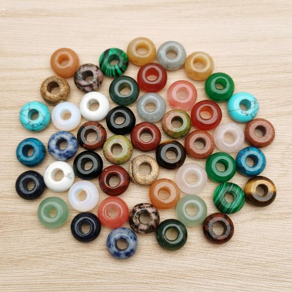 

crystal fashion natural mixed big hole stone beads 14x8mm round beads wholesale 100pcs/lot for bracelete earrings jewelry ing