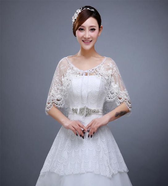 

lace bridal jackets boleros summer new arrival bridal jackets lace with sparking beads bolero9479280, White