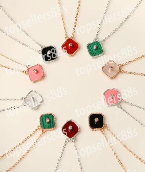 

classic fashion pendant necklaces for women elegant cz four leaf clover locket diamond necklace highly quality choker chains desig8858320, Silver