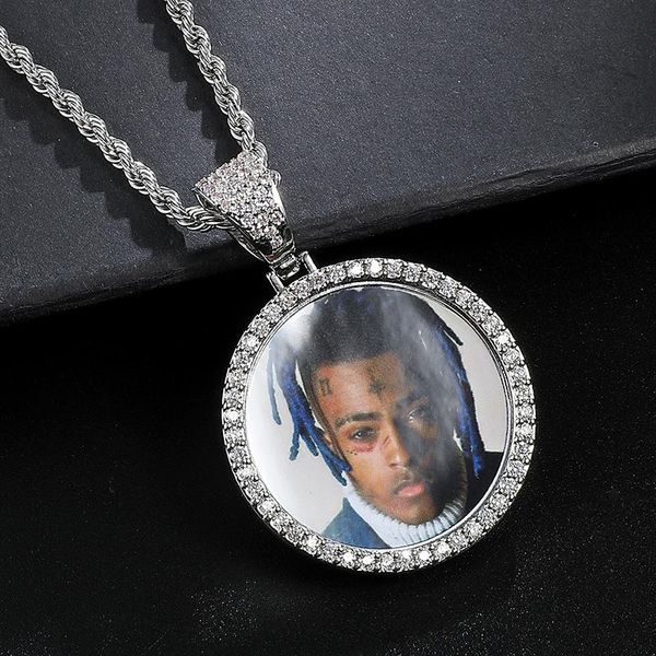 

necklaces hip hop custom made p roundness solid back iced out bling cubic zircon personalized necklace pendant for men jewelry, Silver