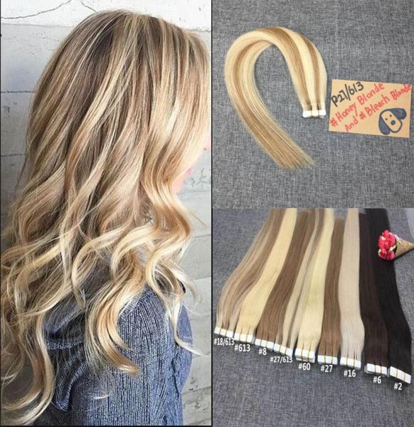 

remy tape in hair extensions piano color p27613 real hair tape extensions balayage glue in hair 1620 inch for fashion4107989, Black
