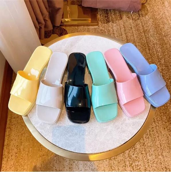 

designer slippers women fashion jelly slides rubber high heel platform sandals summer embossed candy slipper outdoor beach flip flop, Black