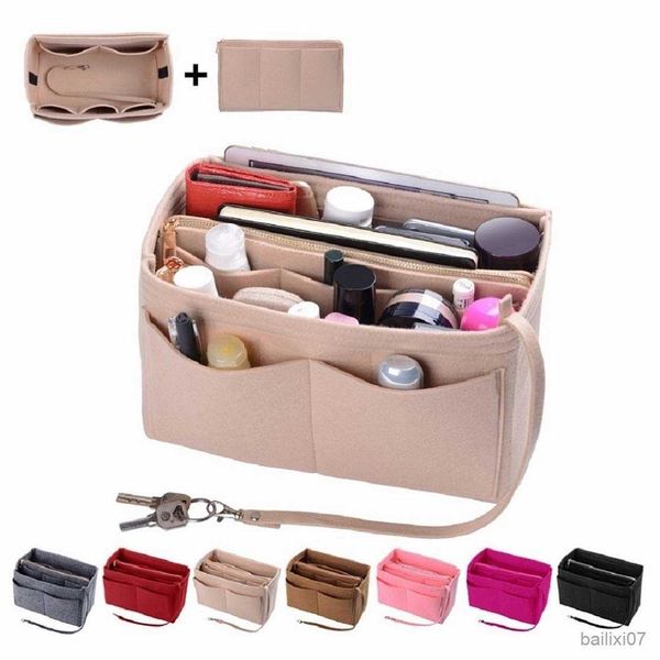 

cosmetic bags cases new in brand make up organizer felt insert bag for handbag travel inner purse portable cosmetic bags fit various brand b