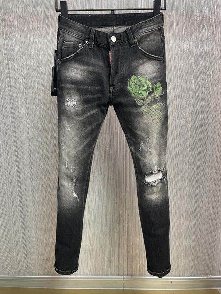

new fashion dsquared2 dsq2 d2 icon brand european italy men's slim dsq jeans pants mens denim trousers zipper blue hole pencil pants je