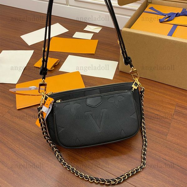 

10a retro mirror quality designers mutil pochette accessoires bags small 25cm womens real leather handbag black embossed purse crossbody sho