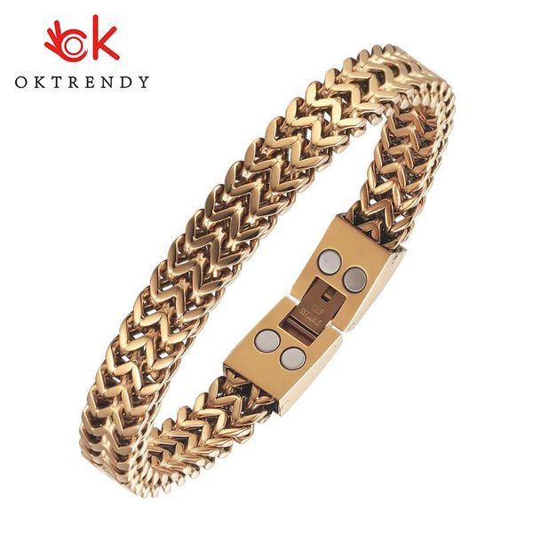 

bangle oktrendy twist punk bracelets for men magnetic stainless steel bangle casual pulseira business jewelry, Black