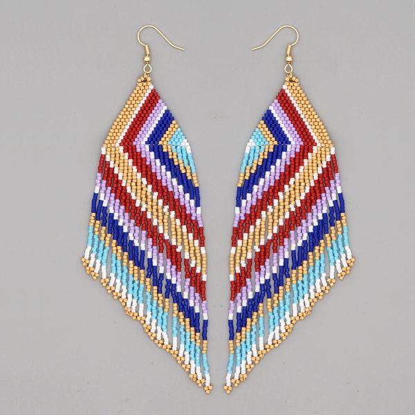 

knot go2boho boho native style dangle drop beaded earings for women tassel fringe earrings fashion miyuki jewelry earring, Silver
