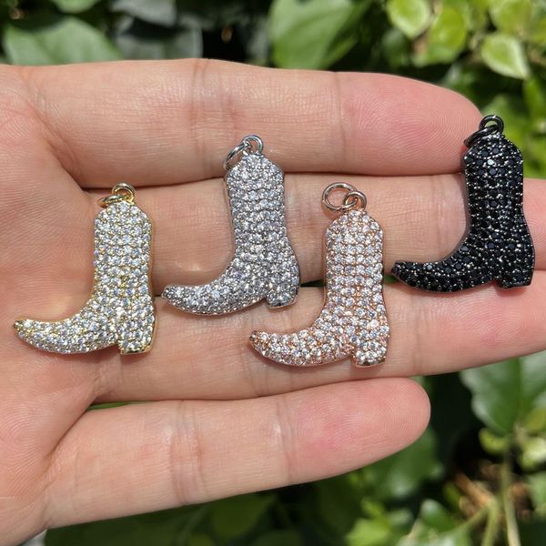 

other 5pcs cubic zirconia pave boots shoes charms pendants for woman bracelets necklace making jewelry accessories