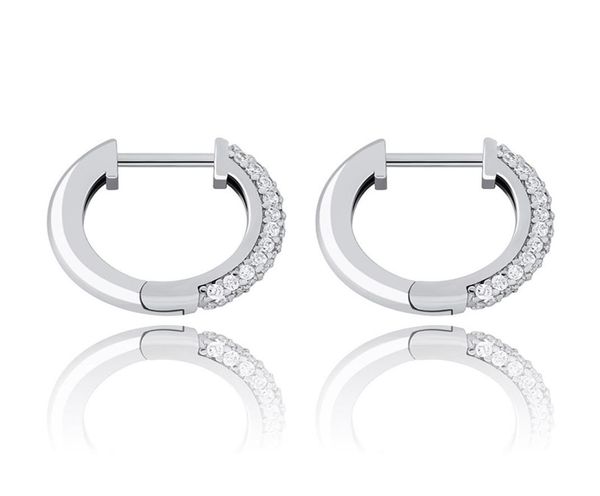 

925 sterling silver earrings luxury bling zircon hoop earrings fashion 18k gold rhodium plated small circle women designer earring7850723, Golden;silver
