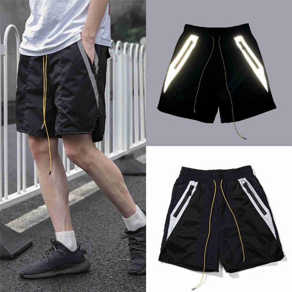 

2023 rhude designer men shorts summer fashion beach pants oem custom breathable quick dry gym streetwear zipper pocket athletic training mes, White;black
