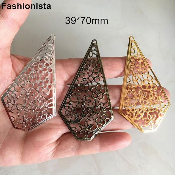 

other 50 pcs large metal filigree drops for earrings making 39*70mm waterdrop charms pendant gold /bronze hollow flower
