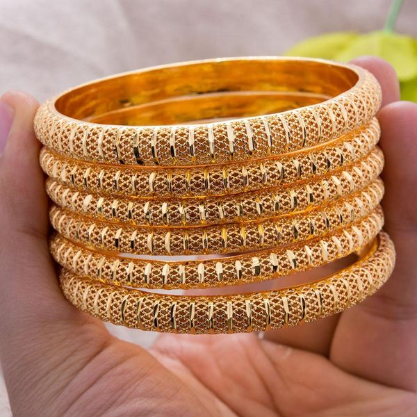 

bangle 8+6mm 6pcs/lot luxury wedding bangles women gold color dubai bangles luxury african wedding bracelets arab middle east, Black