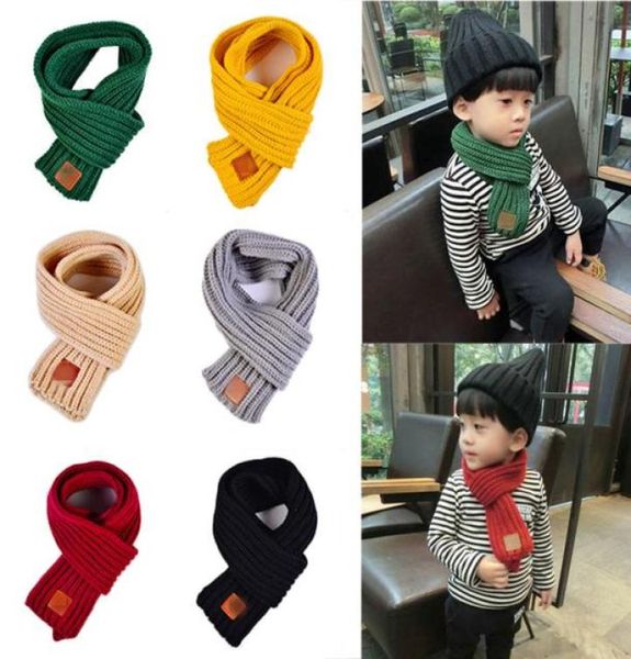 

fashion lovely kids boys girls winter scarf warm neck baby scarves solid soft knit wraps shawl collar children stretch toddler sca5226161, Red;brown
