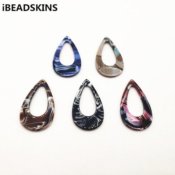 

polish new arrival 50pcs 40x23mm acetic acid marble effect dropshape charm for earrings accessories parts jewelry handmade making, Blue