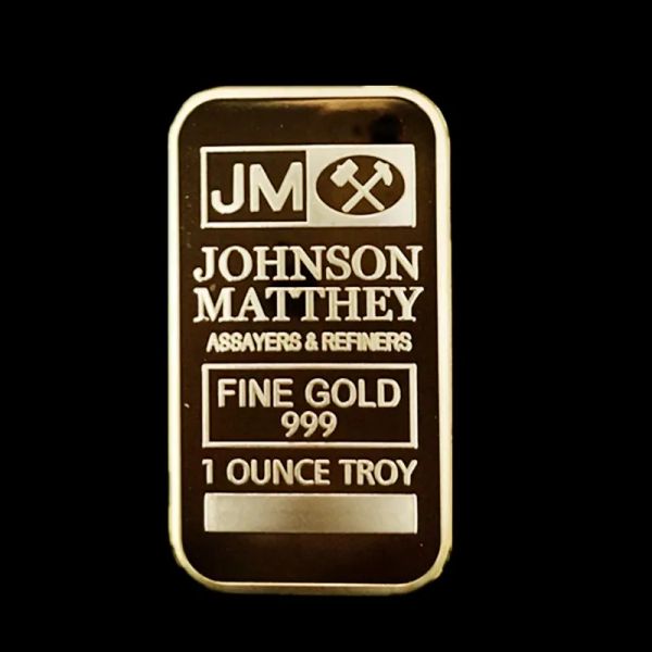 

10 pcs Non Magnetic Amerian coin JM Johnson matthey 1 oz Pure 24K real Gold silver Plated Bullion Bar with different serial number