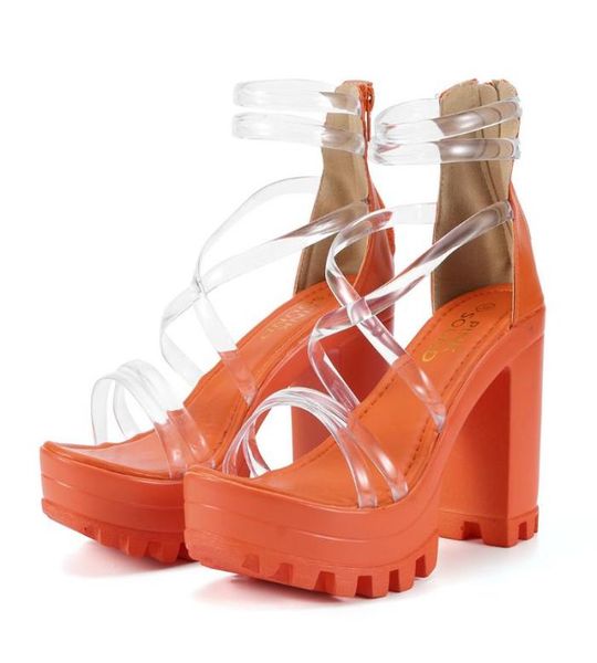 

sandals women039s fashion chunky heels zippered waterproof platform high heels shoes sandals black orange square heel5452949