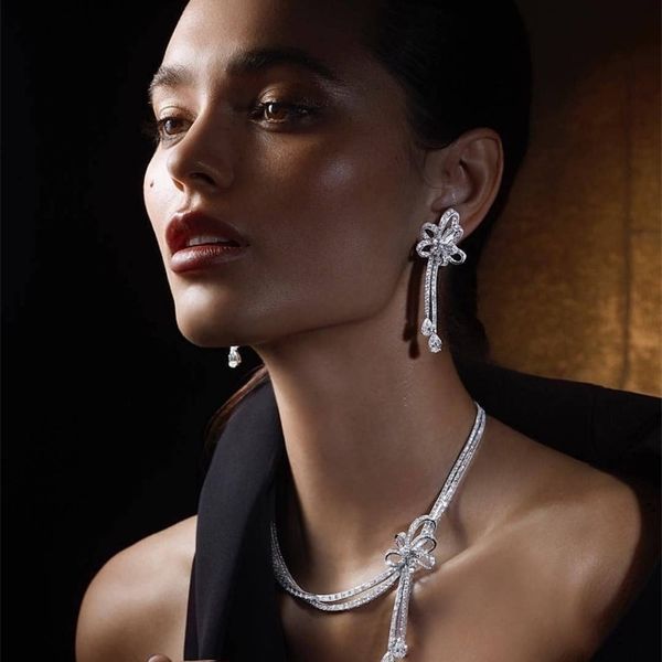 

wedding jewelry sets janekelly 2pcs bridal zirconia full for women party luxury dubai nigeria cz crystal necklace sets l230519, Slivery;golden