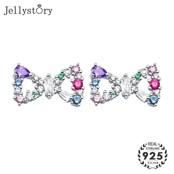 

stud jellystory s925 sterling silver earrings with bowknot shape z gemstones stud earring luxury jewelry for female wedding party, Golden;silver