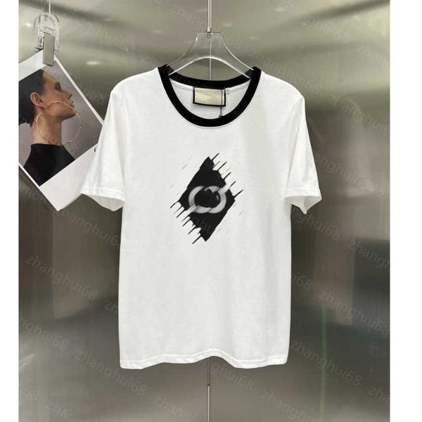 

23ss womens designer clothing tee womens t-shirt round neck pure cotton color matching and drilling logo printing short sleeve t-shirt women, White