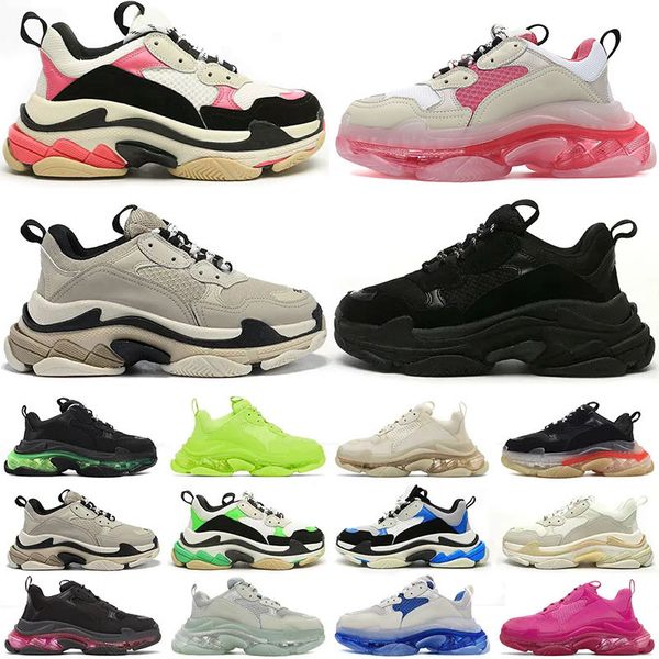 

triple s casual shoes men women designer platform sneakers paris clear sole trainer back white grey red turquoise neon luxury triple-s daddy