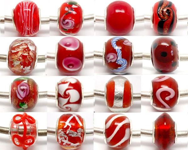 

100pcslot red sivler core murano glass beads for jewelry making loose lampwork charms diy beads for bracelet whole in bulk lo5123034, Black