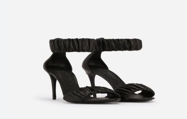 

elegant summer leather keira sandals shoes for women goldplated carbon pop heels summer lady pumps party wedding dress gladiator 2218397, Black