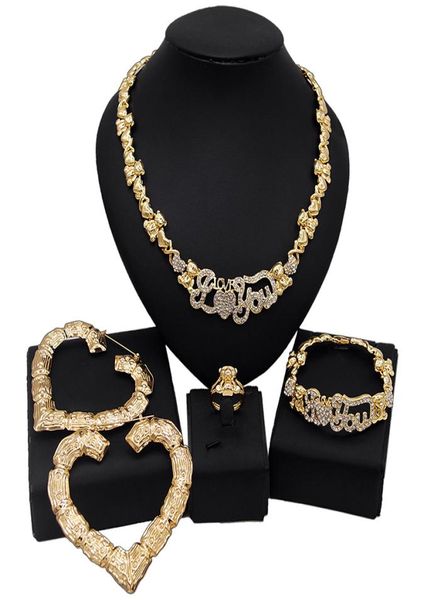 

yulaili hugs and kisses xoxo jewelry sets necklace drop big earrings bracelet ring for woman party accessories gifts1547218, Black