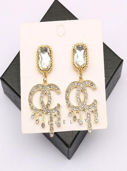 

mixed simple luxury brand designers letters stud geometric famous women round crystal rhinestone pearl earring wedding party jewer1671481, Golden;silver