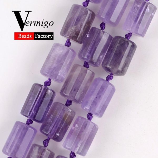 

crystal 11x15mm natural faceted light purple amethysts beads cylinde shape gem spacer loose beads for jewelry making diy bracelets 15"