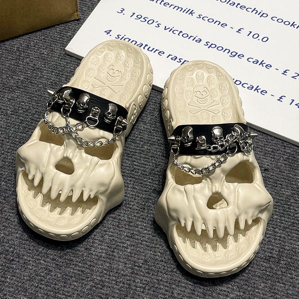 

slippers skull design women men outdoor novelty slides thick sole platform beach shoes nonslip sandals 3647 230520, Black
