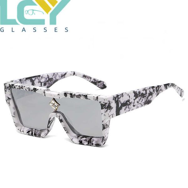 

new large frame fashion sunglasses conjoined piece square women's personalized rice nail sunglasses, White;black