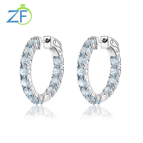 

stud gz zongfa 925 sterling silver clip earring for women rhodium plated natural blue z colorful small hoop earring fine jewelry, Golden;silver