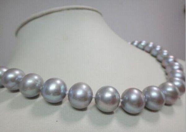 

necklaces gorgeous aaaa 1110mm round akoya gray natural pearl necklace 14k, Silver