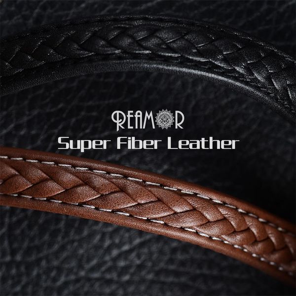 

polish reamor super fiber weaved leather rope for jewelry making 12*6mm water repellency cord for diy bracelets accessories, Blue