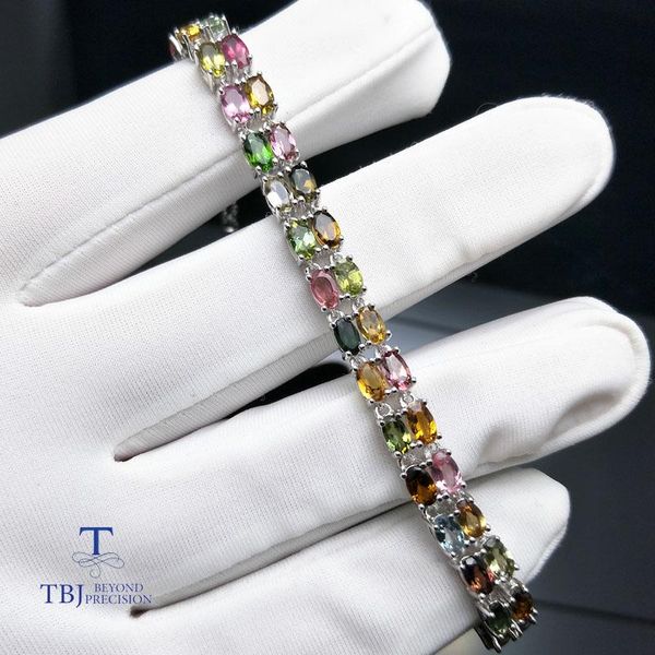 

bangle tbj 9.5ct natural fancy color tourmaline bracelet in 925 sterling silver with gift box simple gemstone jewelry for women, Black