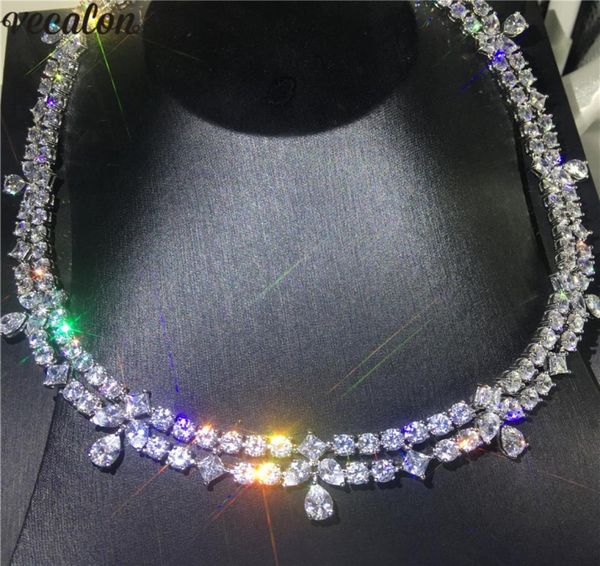 

vecalon moonlight necklace white gold filled 5a cz evening party necklaces for women wedding accessories jewelry9353305, Black