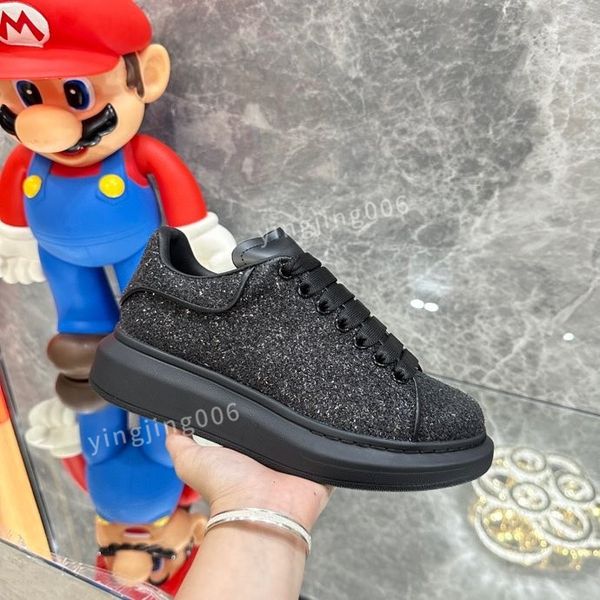 

r platform men casual shoes leather lace-up sneaker lady flat running trainers letters gym sneaker, Black
